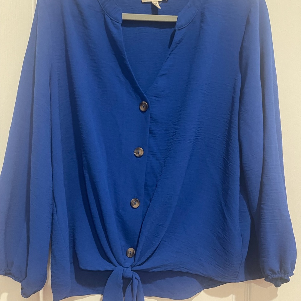 Women's Blue Button-Down Top